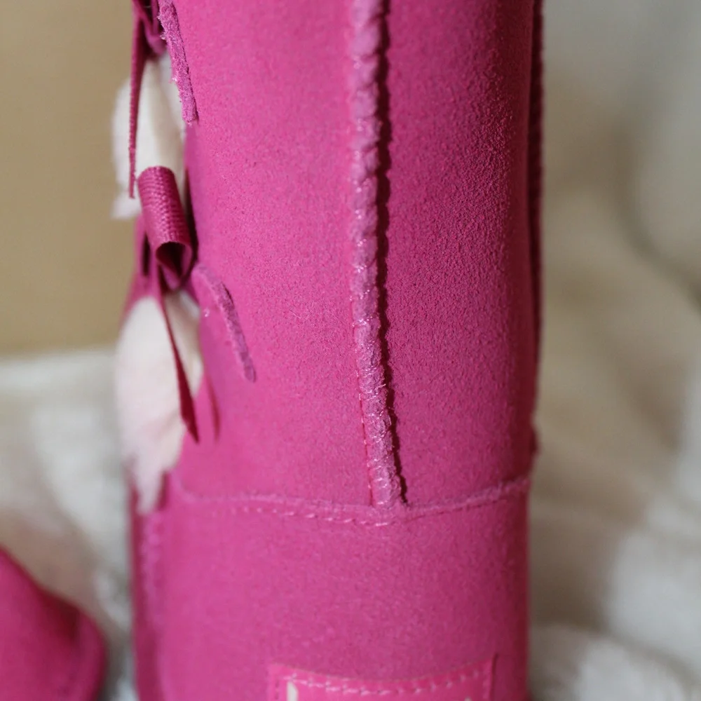 UGG‎ KOOLABURRA CLASSIC SUEDE FUR BOW BOOTS PINK